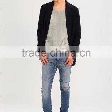 MGOO Scoop Neck Raw Cut Hems Mens Singlet Vests White Striped Sleeveless Drop Armhole Tank Top photo-4