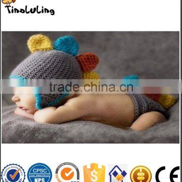 Contrast Color Dinosaur Baby Handmade Knitted Crochet Hat Photography Props