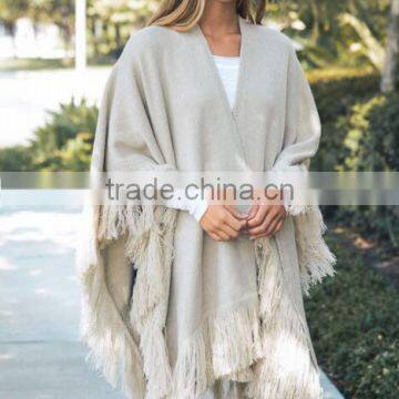 2017 best selling design fringed plus sizes women winter cape