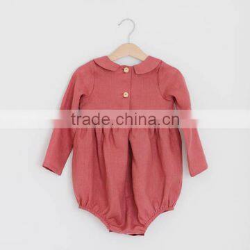 0-24M Baby Clothes Wholesale Toddler Plain Yellow Jumpsuit Baby Girls Cotton Long Sleeve Romper photo-3