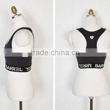 2017 New Fashion Design Customized Your Own Brand Logo Elastic Band 95%Cotton 5%Spandex Sport Crop Top Bralettes photo-3