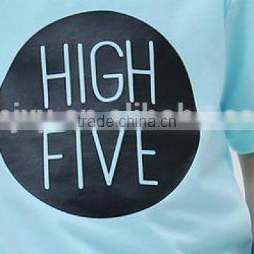 Fashion Custom High Five Word Printed Kids Round Neck Short Sleeve T Shirt OEM Service photo-4