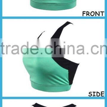 Wholesale Ladies Sports Bra Green And Black Yoga Padded Bra photo-4