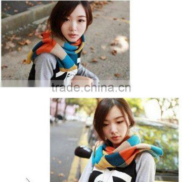 High Quality Colorful Stripe Long 180cn Wool Women Autumn and Winter Wear Rainbow Knit Scarf Fashion photo-3