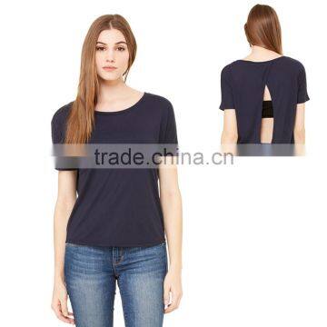 Bella+Canvas Women's Flowy Open Back Tee - has a relaxed, drapey fit, open back and comes with your logo