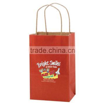 USA Made Solid Tinted Kraft Shopping Bag - Made of Kraft Paper, Dimensions Are 5.25" x 3.25" x 8.5" and Comes With Your Logo. photo-4