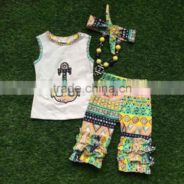 2016 Baby girls boutique outfits girls summer clothing girls anchor outfits America doll outfits with matching accessories