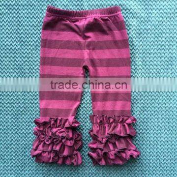 2015 purple and plum skinny stripe icing leggings baby ruffle leggings YW-190