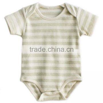 Wholesale 100% Organic Cotton Baby Romper Solid Strip Pattern Baby Newborn Bodysuit photo-5