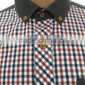 Latest Design Twill Checked With Folder Pocket Contrast Casual Men's Shirt photo-2