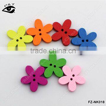 20MM Flower shaped Wood Buttons Colorful Buttons For Clothing Decoration DIY Craft Accessories