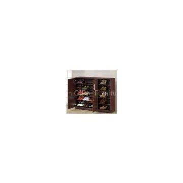 Dark Walnut / Black Wooden Shoe Rack Cabinet , 15mm melamine board DX-8615