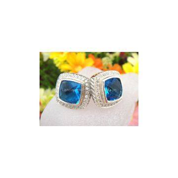 Серьги из 925 пробы серебра с голубым топазом