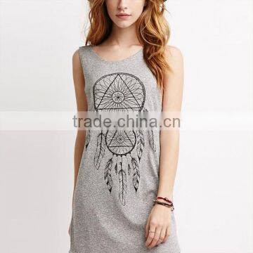 Sexy Young Girl's Simple Printed Polyester Dress/Backless Sexy Lady Night Dress With A Drop Back Hem