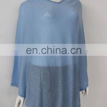 Wholesale Women 14gg V-neck Merino Wool Nylon Acrylic Blend Summer Ponchos photo-2