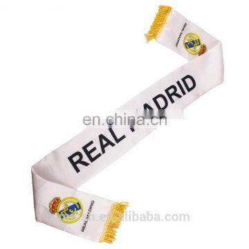 SC-0033 Acrylic soccer scarf custom printed Satin madrid football fan scarf