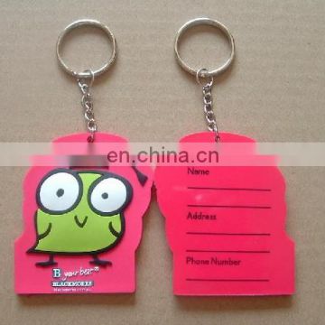 big eye bird mini luggage tag keychain name tag