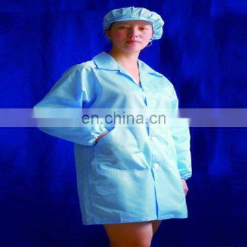 99%polyester 1% conductive fibre anti static coated workwear for cleanroom