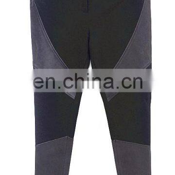 ladies fashion tight black stretch ponti pants with leather