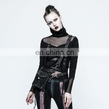 Punk Rave black leather waist bag S-222