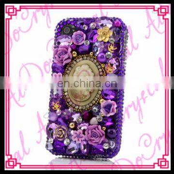 Aidocrystal purple custom bedazzled phone cases rhinestone flower covers