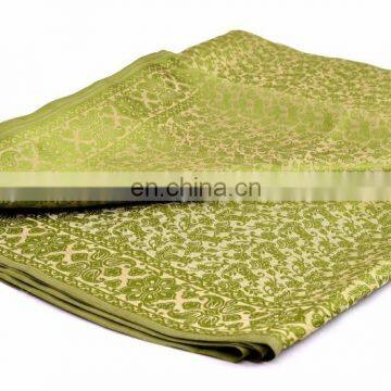 Green Designer Banarasi Handloom Satin Art Silk Sari with Light Gold Zari Work