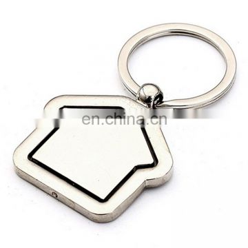 promotional custom logo wedding souvenirs metal zinc alloy house shape keychain with spin