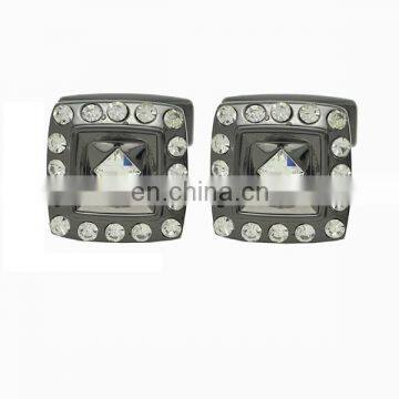 black nickel brass crystal cufflinks