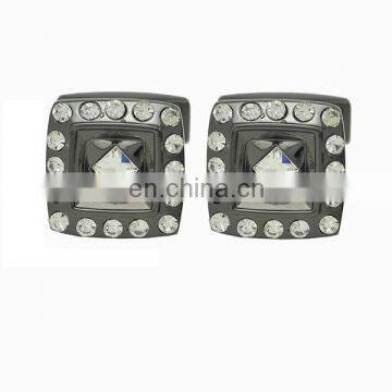 Black Nickel Brass Crystal Cufflinks