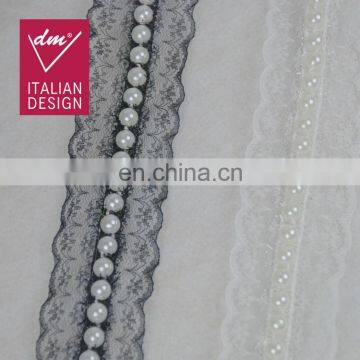 2017 Popular High Designs Black Beaded Pearl Lace Trim for Garment Decoration photo-4