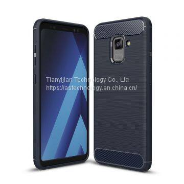 For Samsung Galaxy A8 2018 Case - Shockproof Carbon Fiber Soft TPU Hybrid Cover photo-3