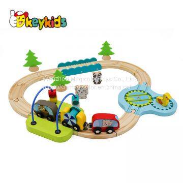 2019 Top sale 24 pieces children mini wooden toy railway set for wholesale W04C179
