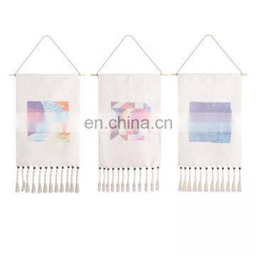 2019 New Design Wooden Beads Decorative Custom Printed Art Wall Tapestry With Tassels photo-5
