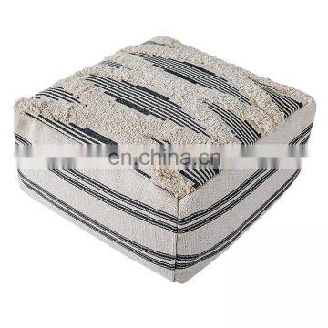 Home Decorative Products Pieces Whited Tufted Woven Square Ottoman Cover Moroccan Ottoman Pouf Big Size photo-3