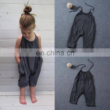Baby Summer Backless Solid Rompers Kids Toddler Girls Sleeveless Jumpsuits Playsuit Harem Trouser for 0-7T photo-3