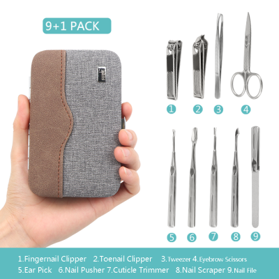 Professional Stainless Steel Manicure Set Men Grooming 9 in 1 With Luxurious PU Travel Case photo-2
