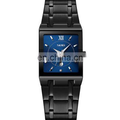 SKMEI 9263 Brand 3ATM Square Dial Men Luxury Wristwatches Stainless Steel Business Quartz Watch photo-3