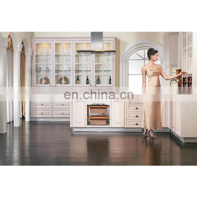 Modern Design Direct Sale Big Island White Shaker Glass Door Solid Wood Kitchen Cabinet