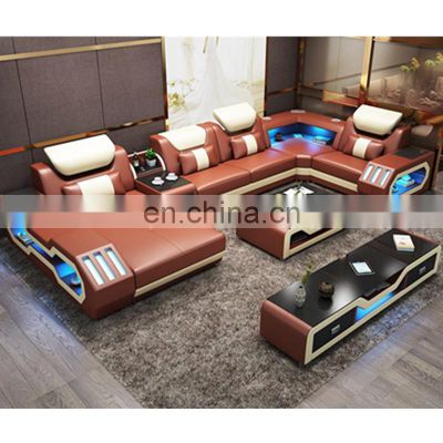 Modern U-shaped sofa living room corner sofa combination leather sofa