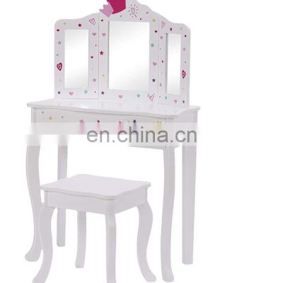 Tri-Folding Mirror Desk for Girls  Dressing Table