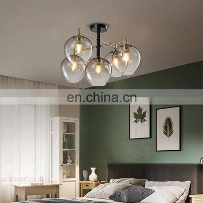 Huayi Nordic Luminaire Modern Art Unique Lighting Creative Studio Hanging Lamp E27 5 Lights Glass Chandelier