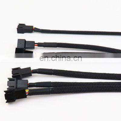 Black 4 Pin Pwm Fan Cable 1 To 2/3/4 Ways Splitter Black Sleeved 27cm Extension Cable Connector PWM Extension Cables photo-3