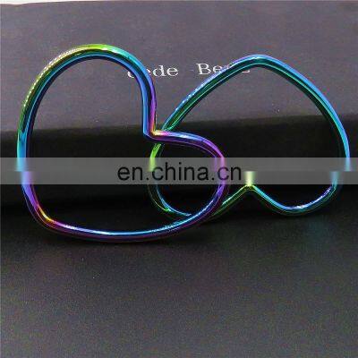 Zinc Alloy Rainbow Color Heart Shaped Ring Metal Love Shaped Buckle Heart Decoration Buckle photo-4