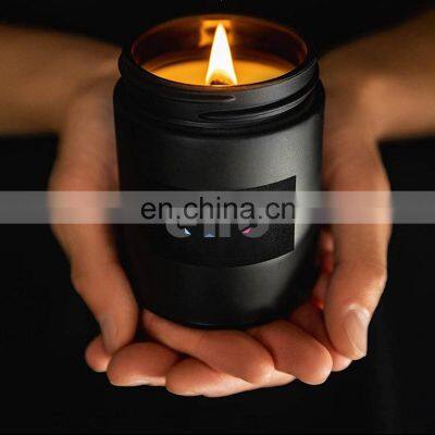 factory sales customize candle classic black candle jar black Soywax Scented candle with cotton wick and wooden wick for home