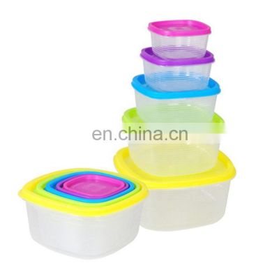 5pcs Wholesale Rainbow Color Bento Keep Fresh Box Square Fridge Microwave Plastic Food Container Food Storage Box With Lids