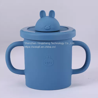 BPA Free Baby Silicone Sippy Cups Animal Shape Kids Toddler Training Drinking Silicon Straw Cup With Lid photo-4