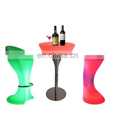 Solar Light Indoor Modern Colorful Led Bar Table High Cocktail Tables for Events LED Table Chairs for Party