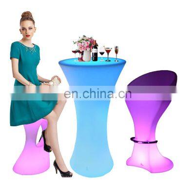 led bar stool /PE RGB color changed LED night club furniture catering cafe bar chair& table Bar Furniture Sets