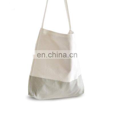 Wholesale OEM High Quality Natural Women Zipper Contrast Color Canvas Shopping Bag Custom Blank Canvas Tote Bag photo-2