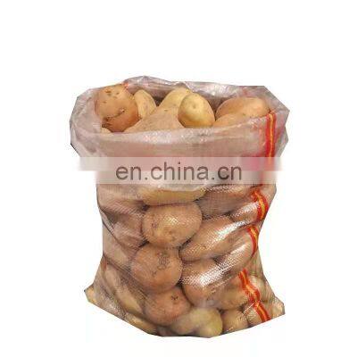 Wholesale custom printed potatoes mesh bags vegetable packaging bags transparent pp woven potato bags with drawstring